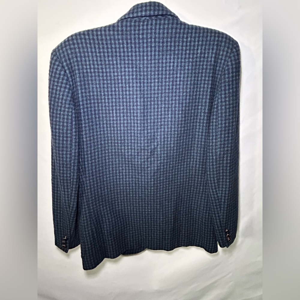 John Meyer 100%Camel Hair Blazer Women’s 4 Blue Houndstooth Made in USA Vintage - Picture 11 of 16